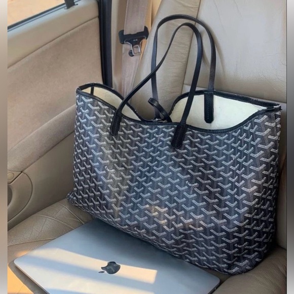 Goyard Goyardine Saint Louis GM Black Shoulder Tote Bag - Picture 4 of 9